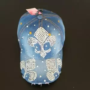 Denim Diamond Studded Rhinestone Baseball cap for Women - Picture 1 of 4