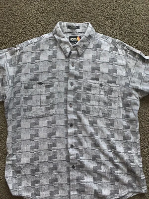 Vtg Sasson Mens Geometric Button front Dress Shirt Checkered Plaid Western Large - Image 1 of 4