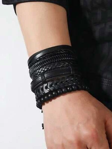 1pc Braided Detail Bead Decor Bracelet For Men FCreative Jewelry Stackable - Picture 1 of 5