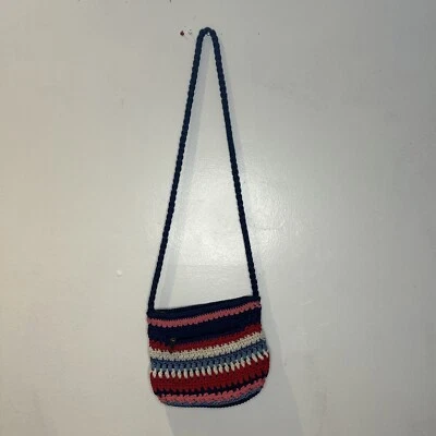 Bolsa Hobo Croft & Barrow Crochê Listras Azuis Vermelhas Brancas Patriótica 4 de Julho  - Imagem 1 de 4