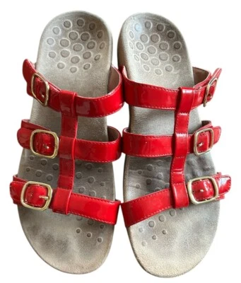 Sandalias Vionic Misa rojas 10 charol ortopédicas arco caminar cómodas bonitas Foto 1 de 4