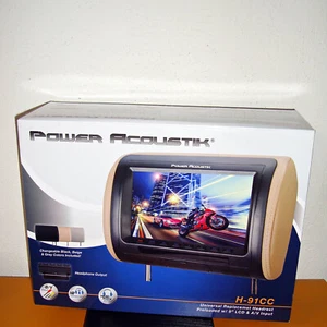 【NEW】POWER ACOUSTIK H-91CC HEADREST W/ 9” LCD MONITOR, AV INPUT, IR TRANSMITTER - Picture 1 of 9