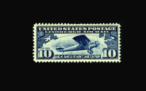 US Air Mail Stamp-Mint OG&NH, VF/XF S#C10 Post office fresh Lindberg Issue - Picture 1 of 1