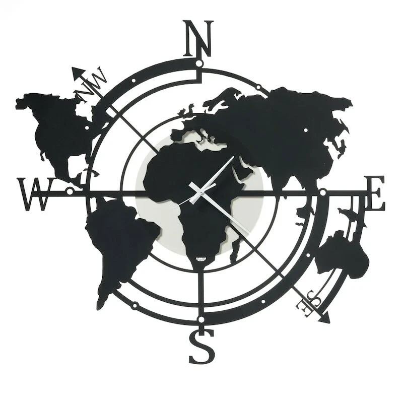 Arti e Mestieri, Planisfero piccolo, Orologio da Parete 68cm Nero, Metallo - Immagine 1 di 1