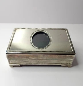 Caja de música vintage marco de fotos joyería baratija sobre el arco iris plato de plata - Imagen 1 de 12