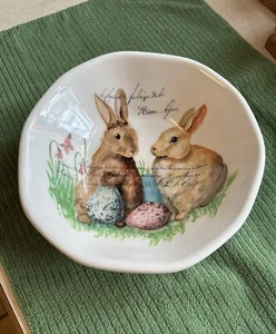 Effetti D Arte, Handmade In Italy EASTER Bunnies With Eggs In Garden 8.75” NWOT - Picture 1 of 5