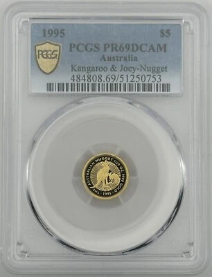 1995 $5 Australia 1/20 Gold Proof Kangaroo Nugget Coin • PR69 POP 2 • 900 MINTED - Image 1 of 4