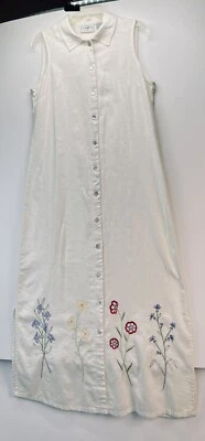 VTG 80s Studio Ease Sleeveless Shirt Dress 8 Tall Needlepoint Flower Border 3633 - Image 1 of 4
