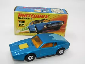 Matchbox Superfast No 65 Saab Sonett III Rare SATIN Blue Body NMIB - Picture 1 of 9