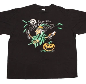 Vintage Halloween Witch T Shirt size XL (2XL) Black Glow in Dark Single Stitch - Picture 1 of 7