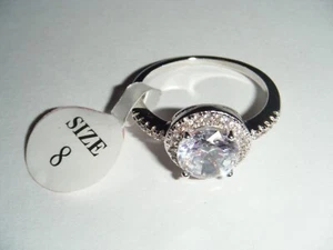Beautiful Clear Gemstone Womens Fashion Jewelry Ring Size 8 (Ref #12) - Picture 1 of 4