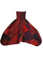 Boho Gypsy Hippy Red Harem Pants Patchwork Cotton High Waist Loose Trouser Pant