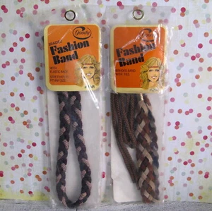 Goody Vtg 2 Hair Fashion Band 1980 Braided Brown Faux Suede Forehead Hippie New - Picture 1 of 10