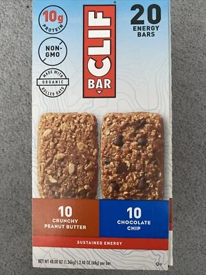 Paquete Variedad Clif Bar Crujiente Mantequilla de Maní y Chispas de Chocolate 2.4oz, 20 unidades Foto 1 de 2