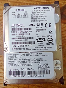 HD HITACHI  DK23EA-40  30GB  ATA/IDE 2.5 formattato funzionante - Afbeelding 1 van 5