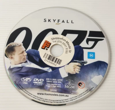 007 Skyfall DVD Region 4 GC Spy Action Movie Daniel Craig Disc Only Ex Rental - image 1 of 2