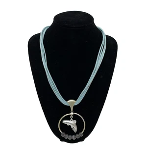 NIB BIG SKY SILVER SALMON DESIGN BLUE TIGER'S EYE & SILVER NECKLACE - Picture 1 of 8