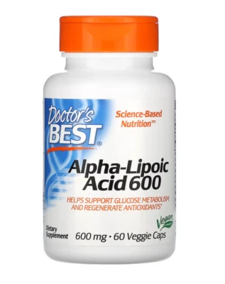 Doctor's Best Best Alpha-Lipoic Acid 600mg 60 Veg Caps | Metabolism Antioxidants