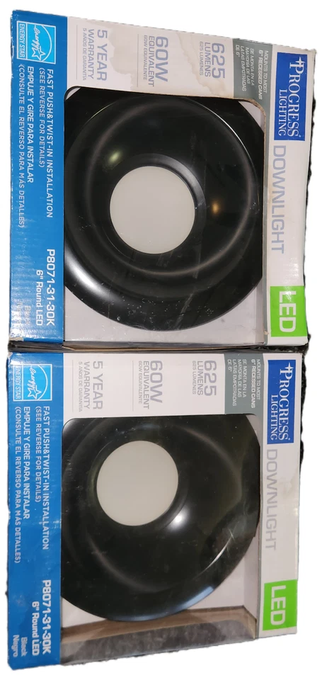 Set of 2 Progress Lighting Recessed 6-in Black Open Recessed LED downlight - Image 1 of 1