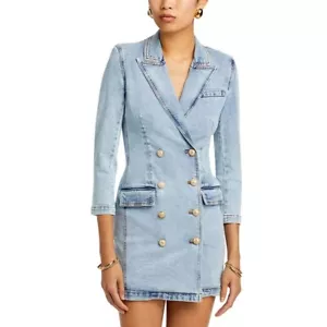 Generation Love Sean Denim Blazer Dress Size XXS NWT in Light Blue Gold Buttons - Picture 1 of 9