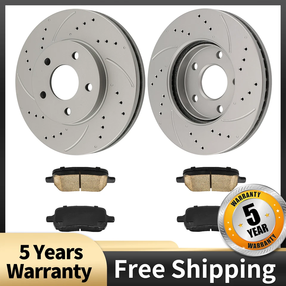 Rotores de disco perforados de freno delantero + pastillas de cerámica para Chevrolet HHR 2006 2007-2011 Foto 1 de 4