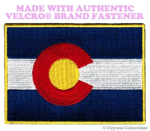 PARCHE DE BANDERA DE ESTADO COLORADO APLIQUE SÍMBOLO BORDADO con sujetador de marca VELCRO® - Imagen 1 de 1
