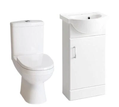 Vanity Unit Sink Basin Toilet Bathroom WC Storage Unit Cloakroom Set White