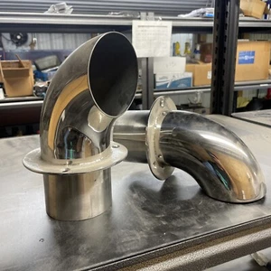 Set Of 2. Stainless Steel Exhaust Tips 90° Marine - Picture 1 of 4