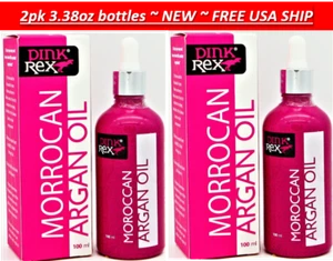 2 pack Pink Rex Morrocan Argan Oil Hair Face & Body 3.38oz each dropper bottles - Picture 1 of 1