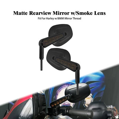 8MM Rétroviseurs avec clignotants LED lampe Matte pour Harley Honda Yamaha BMW - Photo 1/4