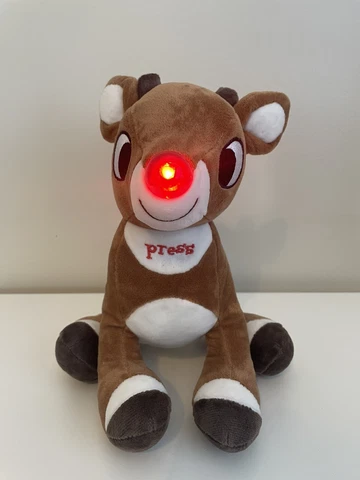 RUDOLPH THE RED NOSED REINDEER Plush Toy Musical Sound/Song Light Up Nose Cover