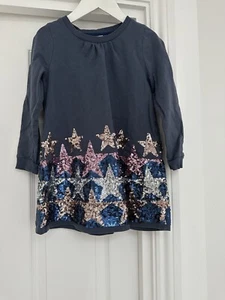 Monsoon Blue Grey, long tunic top with star sequins size 5 to 6 years - Picture 1 of 4