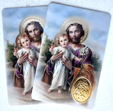 ST JOSEPH   Prayer for Employment   Embossed Medal   Cr./CARD SIZE   PACK OF TWO