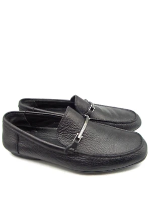 Мужские мокасины для вождения HUGO BOSS черная шагреневая кожа размер США 9,5 ЕС 43 - Изображение 1 из 4