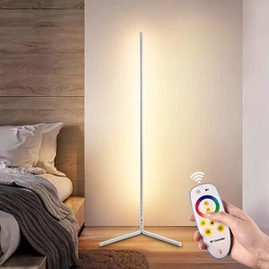 WhiteRGBCW Corner Floor Lamp Minimalist Dimmable Lighting Remote Tall Floor Lamp - Picture 1 of 7