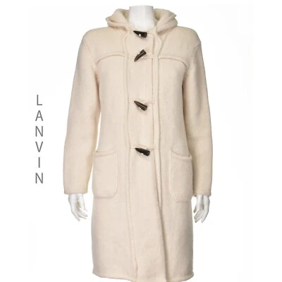 LANVIN Ivory Alpaca Knit Toggle Coat w/ Hood Winter 2007 Collection SIZE Small - Image 1 of 4