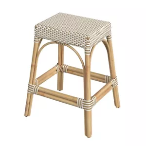 Butler Specialty Company Robias Rattan 24.5" Counter Stool - White And Tan Dot - Picture 1 of 6