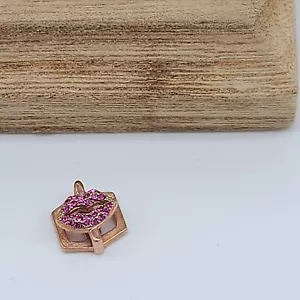 Ciondolo chiave scorrevole oro rosa KEEP "Labbra" cristallo pavè rosa caldo collettivo - Foto 1 di 7