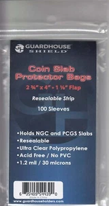 Certified Graded Coin Slab Protector 100 Resealable Poly Bags PVC Free NGC PCGS - Picture 1 of 1