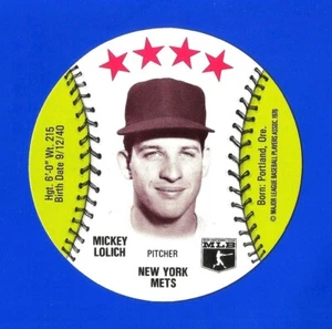 1976 ISALY'S / SWEET WILLIAM BASEBALL DISC - MICKEY LOLICH NM+ NEW YORK METS - Picture 1 of 2