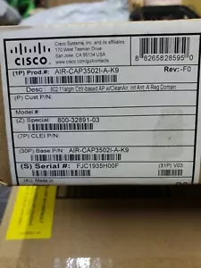 Sealed New Cisco AIR-CAP3502I-A-K9 Aironet 3502I Wireless 802.11ac Access Point - Picture 1 of 4