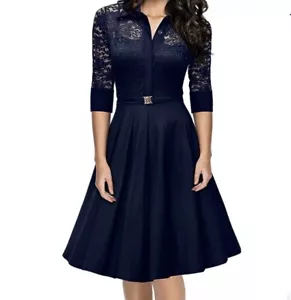 MISSMAY Retro 50’s Style Navy Blue Shirt Dress w/Belt Plus Sz XXL/2XL NEW TAGS! - Picture 1 of 12