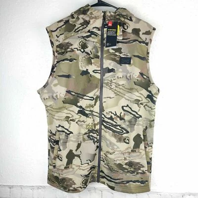 Mens Under Armour Rut Fleece Vest Hoodie Size Medium 1356288-999 - Image 1 of 4