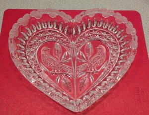 Vintage German Hofbauer Byrdes Heart Shaped Lead Crystal Candy Dish/ Bowl Excel. - Picture 1 of 5