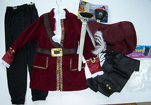 NWT Disney Boys L(10) Captain Hook from Peter Pan Costume Hat Hook & Sword Set