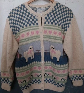 Deans Of Scotland Shetland Wolle Strickjacke Pullover Damen XL Bahamas bestickt  - Bild 1 von 8