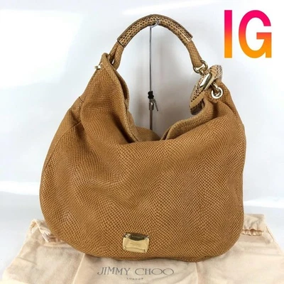 JIMMY CHOO SKY Bolso de Hombro Hobo de Cuero Repujado Marrón Bolso de Mano Foto 1 de 4