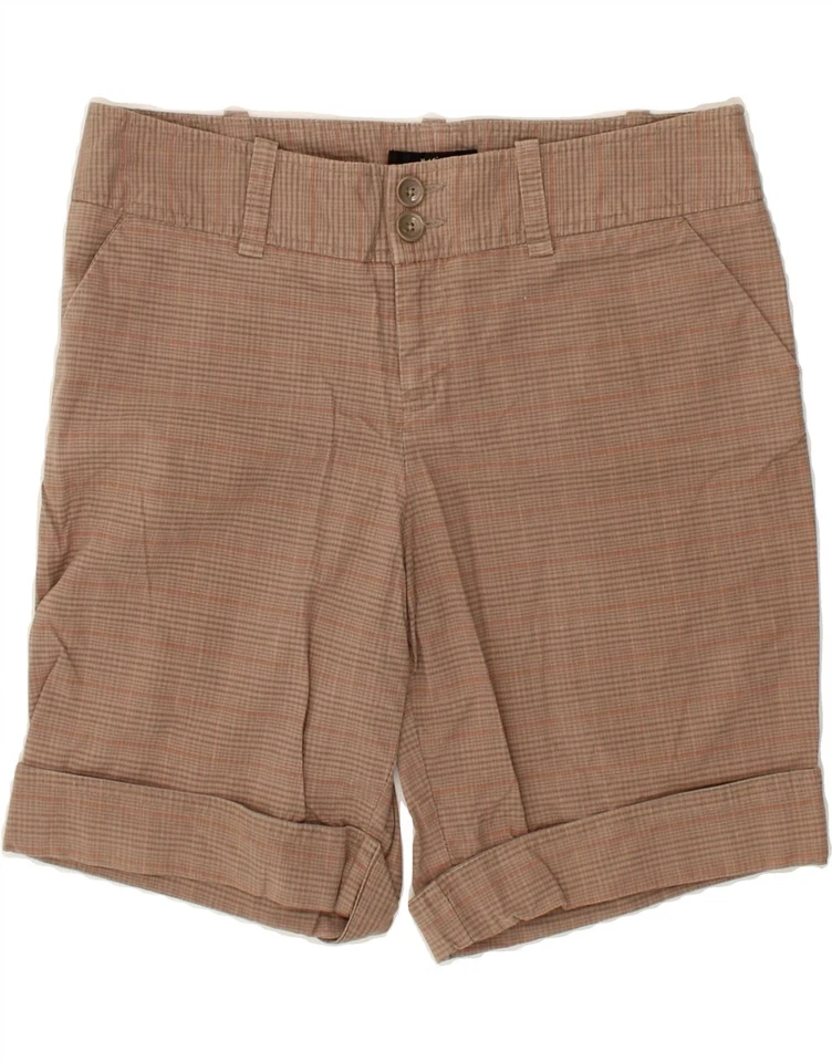 Shorts chino feminino Mossimo EUA 10 grande W32 marrom xadrez algodão CI34 - Imagem 1 de 3
