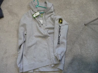 John Deere Hoodie Sweatshirt Full Zip 2xl Oxford with Name on Sleeve LP79350 - Image 1 of 2