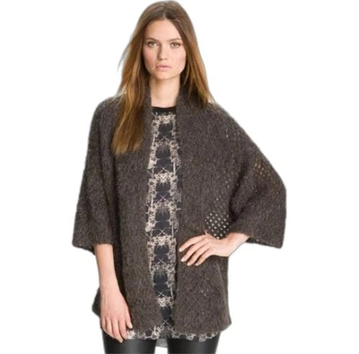 Nuevo Suéter Cárdigan $445 Theyskens' Theory No Yasi Seda Alpaca Frente Abierto Nuevo con Etiquetas Foto 1 de 4